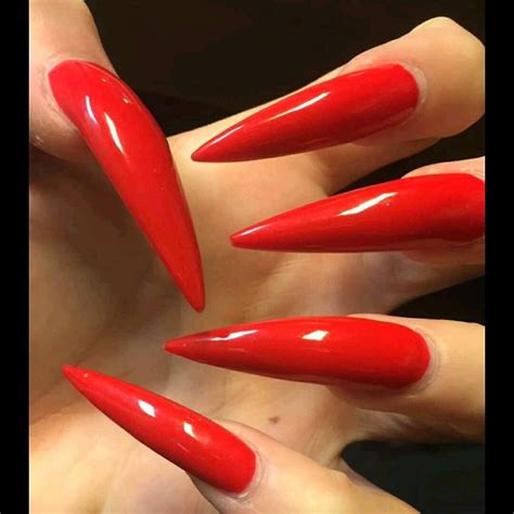 red acrylic nails|pics sharp nails red.